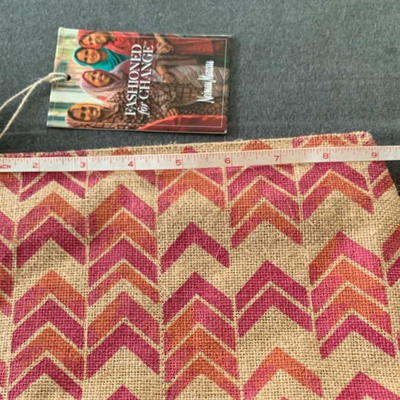 Neiman Marcus Pink and Tan Chevron Cosmetic Bag - Picture 9 of 10